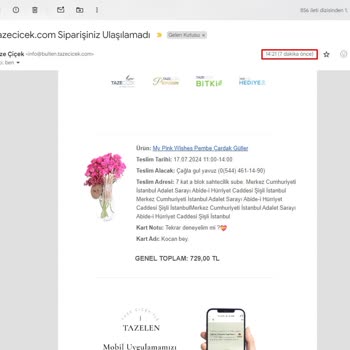 Taze Çiçek (tazecicek.com) Sipariş Teslim Edilmedi, Müşteri Hizmetleri Yanıt Vermiyor