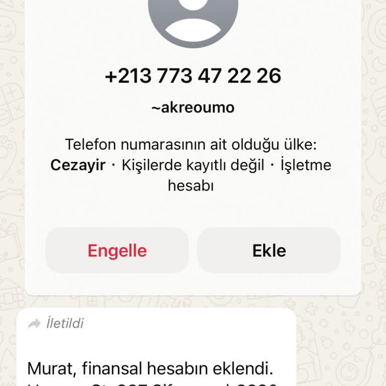 WhatsApp Yabancı Numaradan Gelen WhatsApp Mesajı.