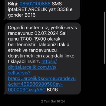 Arçelik Dishwasher Service No-Show - Frustration and Complaints