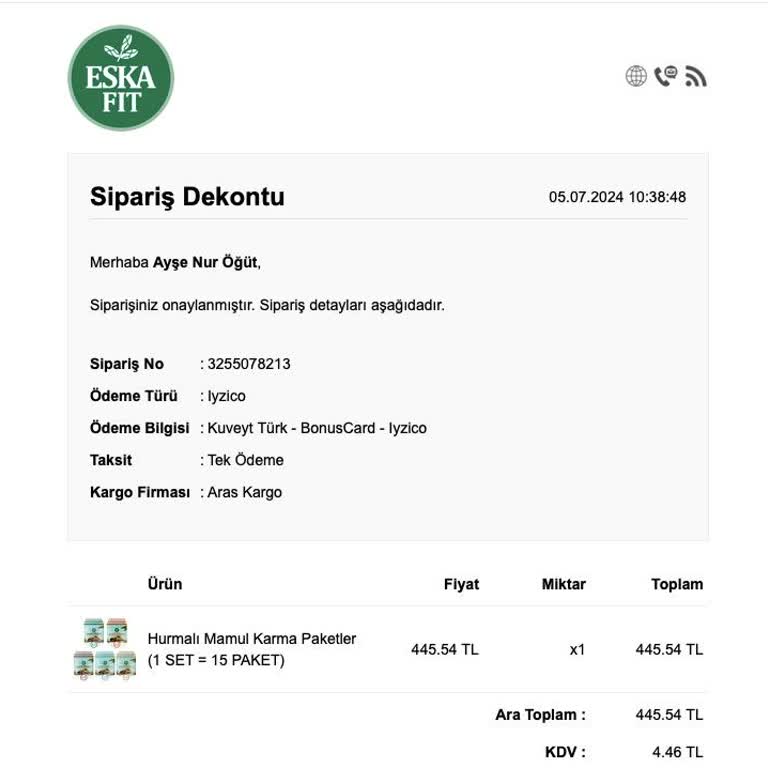 Eskafit 12 Gündür Siparişimi Yollamadı