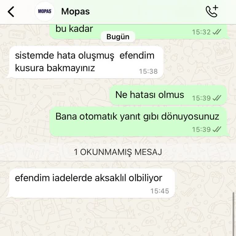 Mopaş Hipermarket Sipariş Ve İptali Ve İade Hk