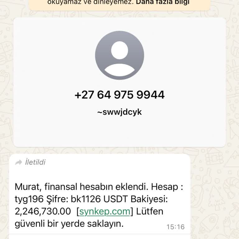 WhatsApp Bilinmeyen Numaradan Gelen Mesaj
