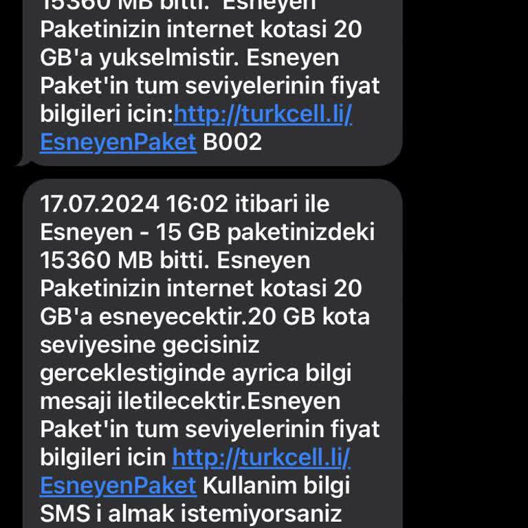 Turkcell İnternet Paketiniz Bitti İle Paketin Esnemesi Uyarısı Zamansız Geliyor