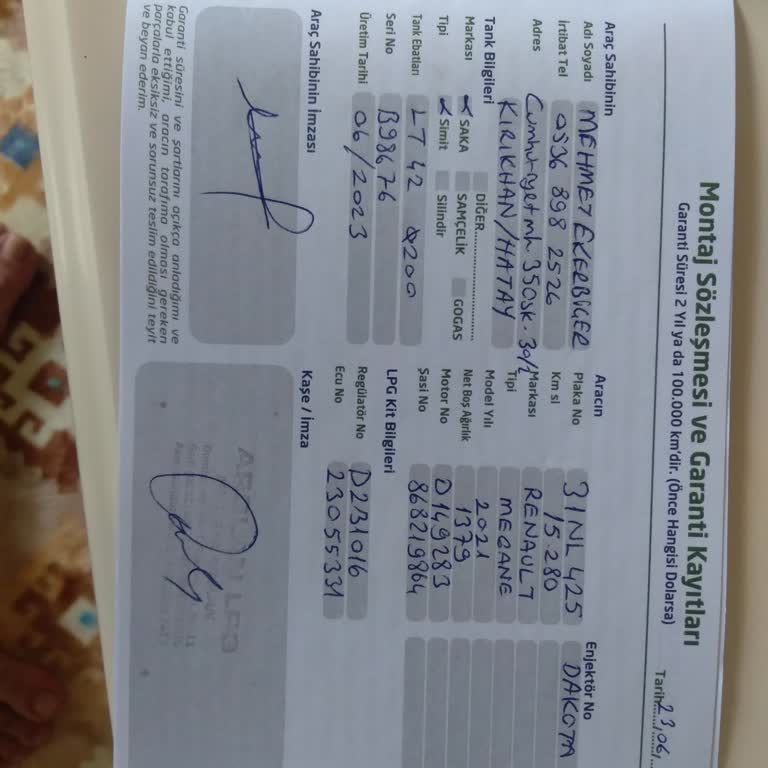 Cangas LPG ve Otomotiv Sistemleri Renault Megane 2021 Model 1.3 Tce 140 HP Aracıma Cangas Marka LPG Kiti