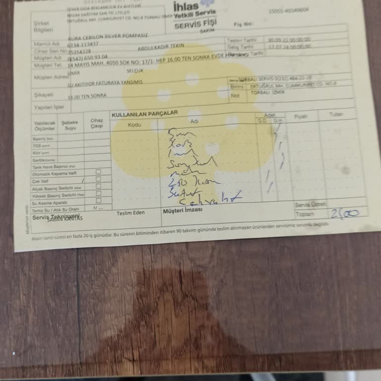 İhlas Ev Aletleri Su Aritma Cihazı Bakimi