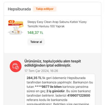 Hepsiburada.com Sattığı İndirimli Ürünleri Göndermeden İptal Etti.