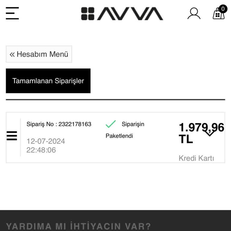 Avva Giyim Siparişimi Kargoya Vermiyor