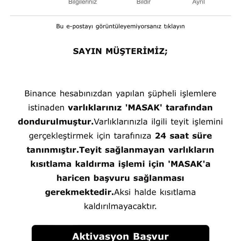 Sunexpress'den Atılan Şüpheli Binance Mailleri