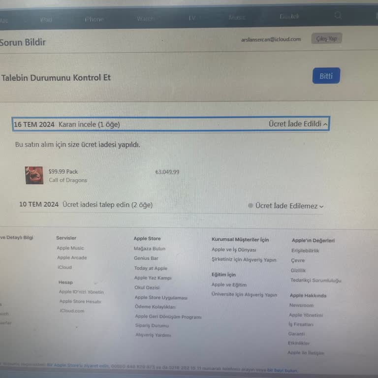 Apple Para İadesi Yapmıyor