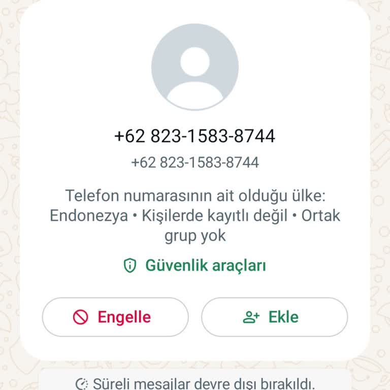 WhatsApp +62 İle Başlayan WhatsApp'dan Gelen Mesaj