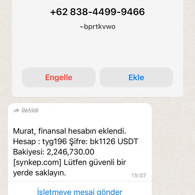 WhatsApp'tan Gelen Mesaj Sorumluk Bana Ait Değildir
