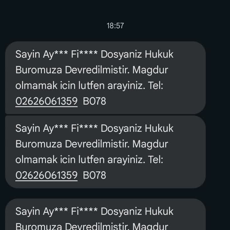 CHN MUHENDS (SMS) Sahte Hukuk Bürosu Mesajlarıyla Mağduriyet