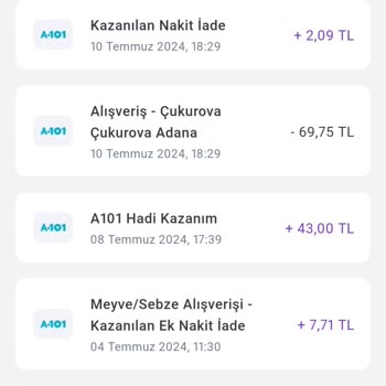 A101Hadi Kazanımlarım Hesaba Yatırılmadı.
