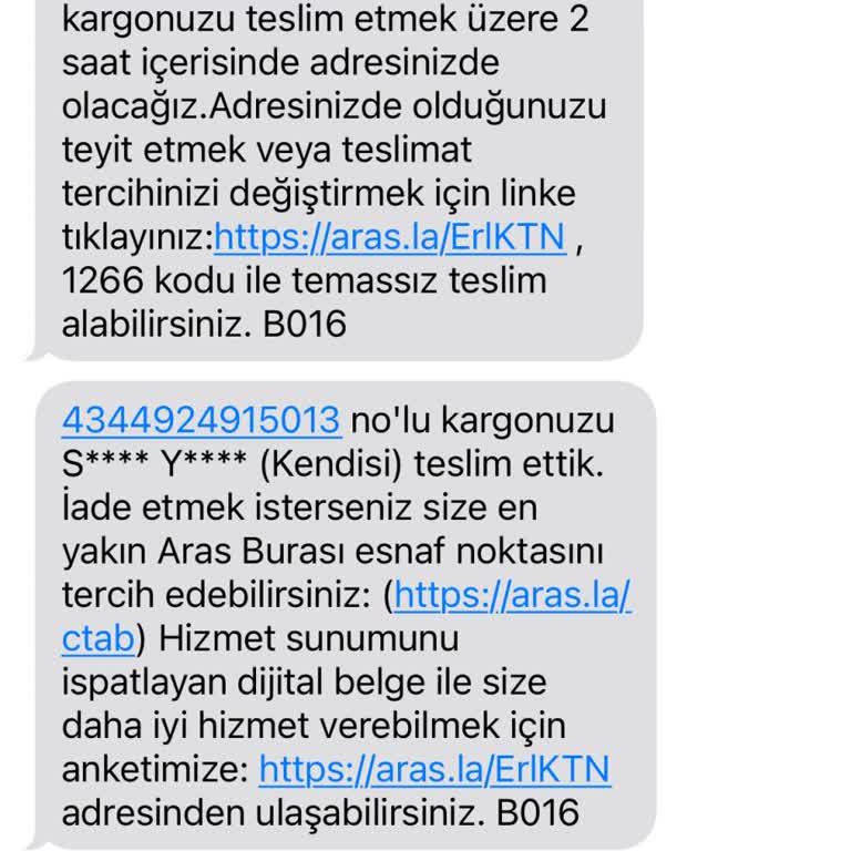 Aras Kargo Aras Tuzla Aydınlı Şubesi Teslim Edildi Gözüken Ama Gelmeyen Kargo