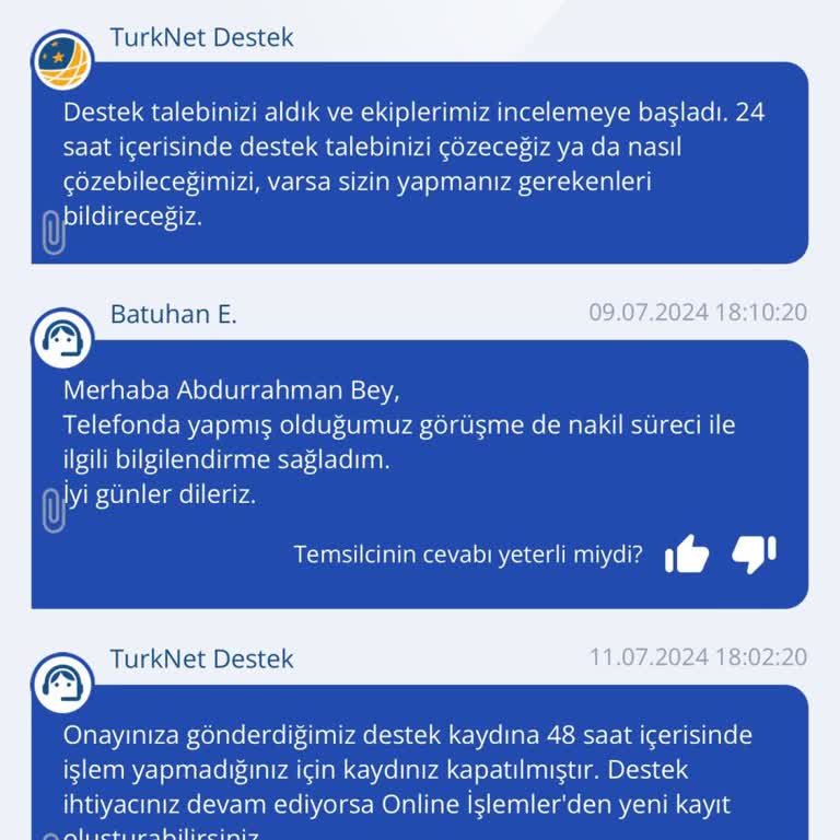 TurkNet Nakil İşlemi Yapılmıyor