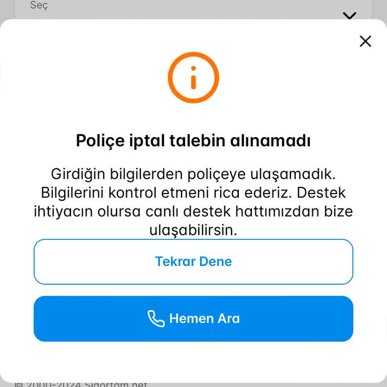 Sigortam.net Sigorta İptal Edilemiyor
