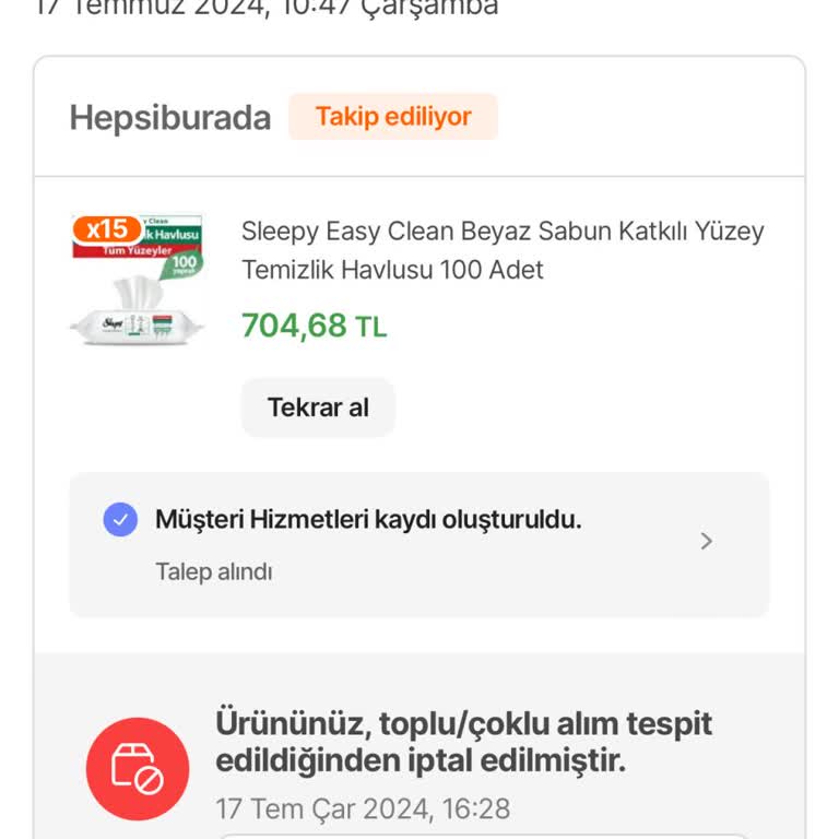 Hepsiburada Devamlı Sipariş İptali