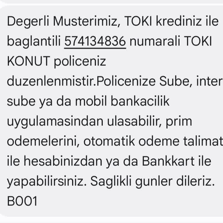 TOKİ Konut Kredisi Sigorta Poliçesi