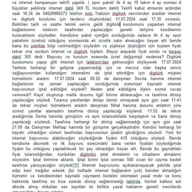 Digiturk Aldatmacası ( Teklif Sonrası Ve Kurulum Sonrası Farklı Fiyat)