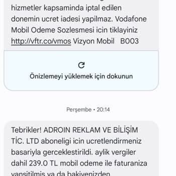 Vodafone Mobil Ödeme Abonelikleri İptali Ve İadesi