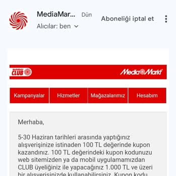 Media Markt Hediye Kuponun Verilmemesi