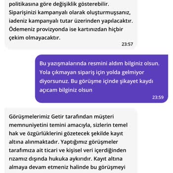 Getir Teslim Edilmeyen Sipariş