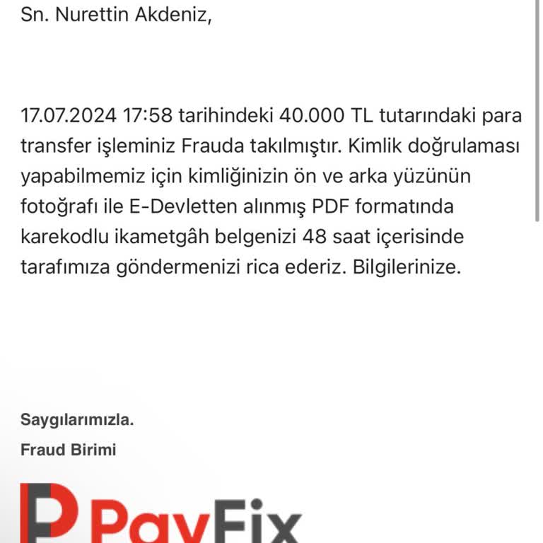 PayFix'e Paranın Gelmemesi