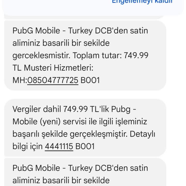 PUBG (Pubgmobile.com) Bilgim Dışında Faturama Ücret Yansıdı