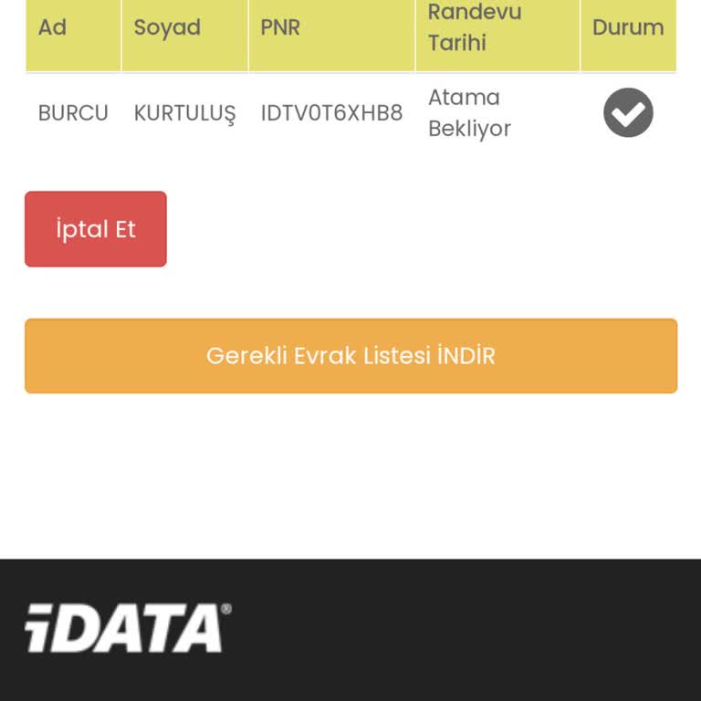 iData Aile Birleşimi Randevu Ataması