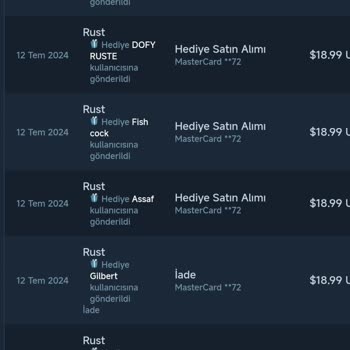 Steam Hediye Etmedim İade