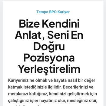 Tempo Çağrı Merkezi Çağrı Merkezi İş Başvurusu