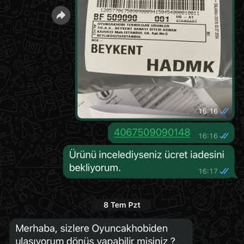 Oyuncakhobi Ürün Kötü. İade Süreci Kötü. Ücret İadesi Geç Yapılıyor.