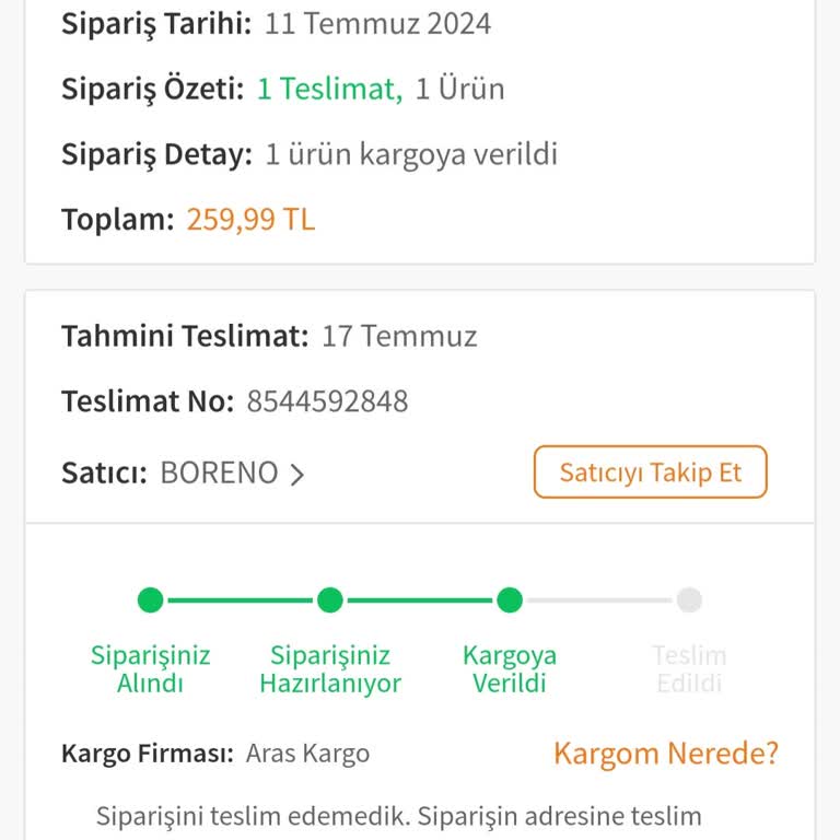 Aras Kargo Aras Paketimin 2 Saat Sonra Geleceğine Dair Mesaj Attı Ama Yalandı