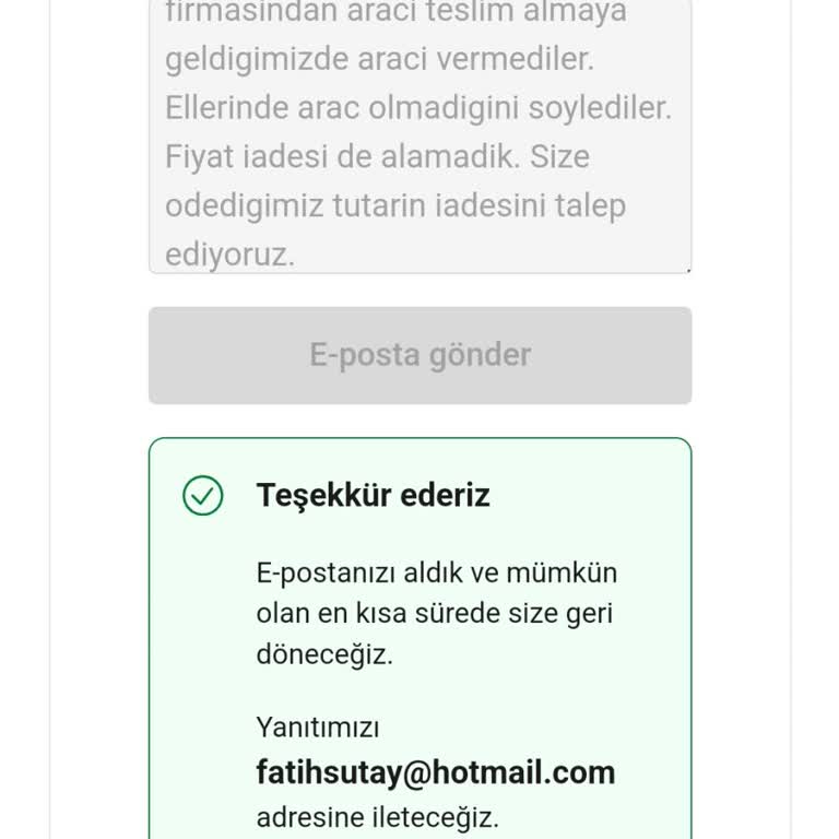 Booking Araç Kiralama Sorunu