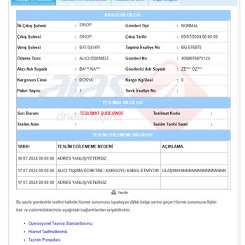 Aras Kargo Geri Dönüş Yapmıyor Söyledikleri Tutarsız