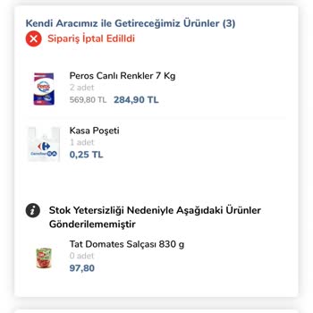 Carrefour SA Online Alışverişte Para İademi Yapmadı!