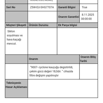 Dyson V 15 Dikey Süpürge Conta Yırtılması