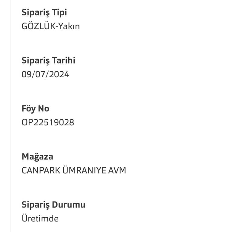 Atasun Optik Yakın Gözlüğünün Teslim Edilmemesi