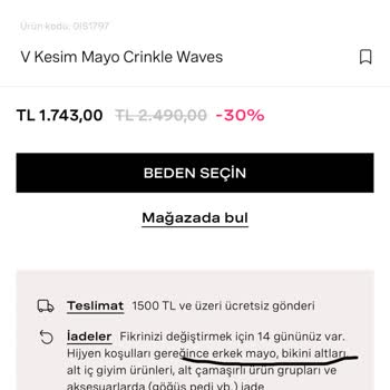 Calzedonia Online Sitesinde, Ürünlerde Eksik Ya Da Yanlış Açıklama