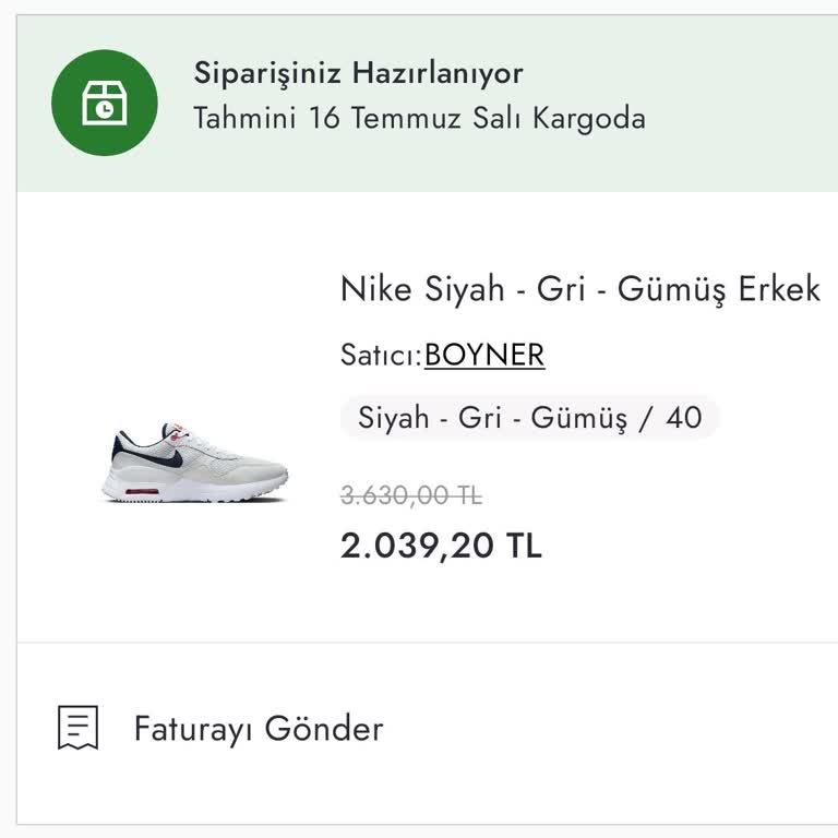 Boyner Sipariş Hazırlanıyor Hatası