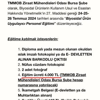 Bursa İl Sağlık Müdürlüğü Biyosidal Ürün Uygulayıcı Eğitim Ücretleri!