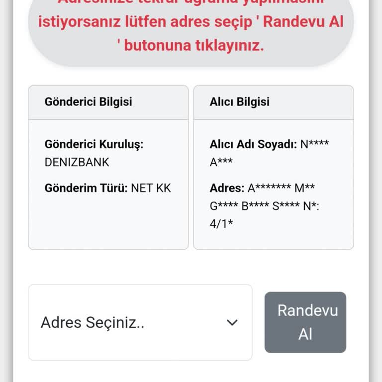 Kuryenet Şikayet Denizbank Kredi Kartı Teslim Edilmemesi