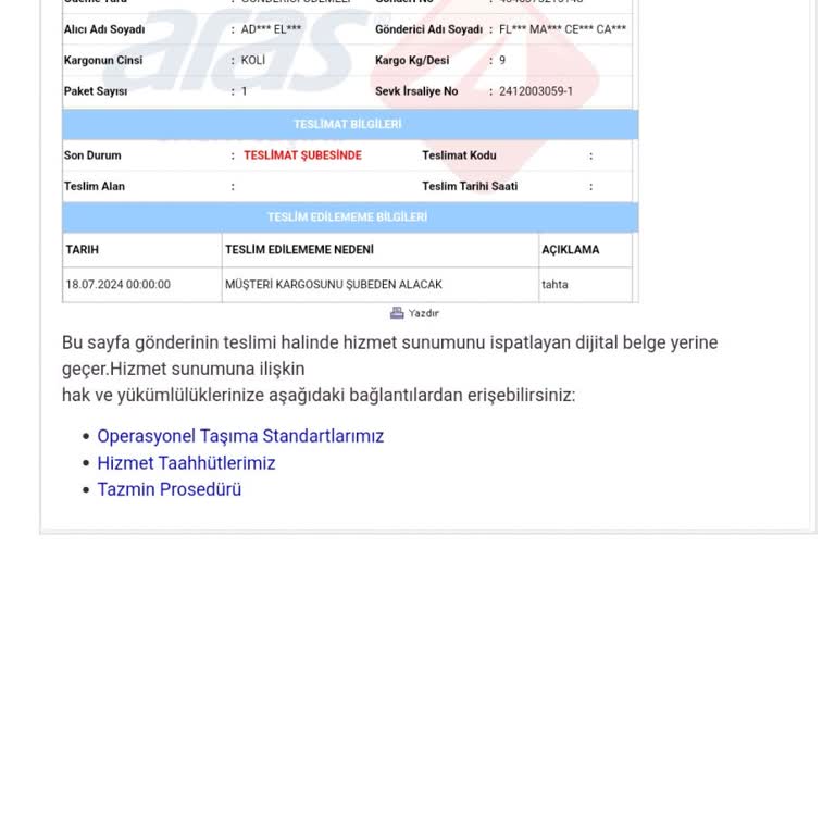 Aras Kargo Kargomu Adrese Teslim Etmiyor