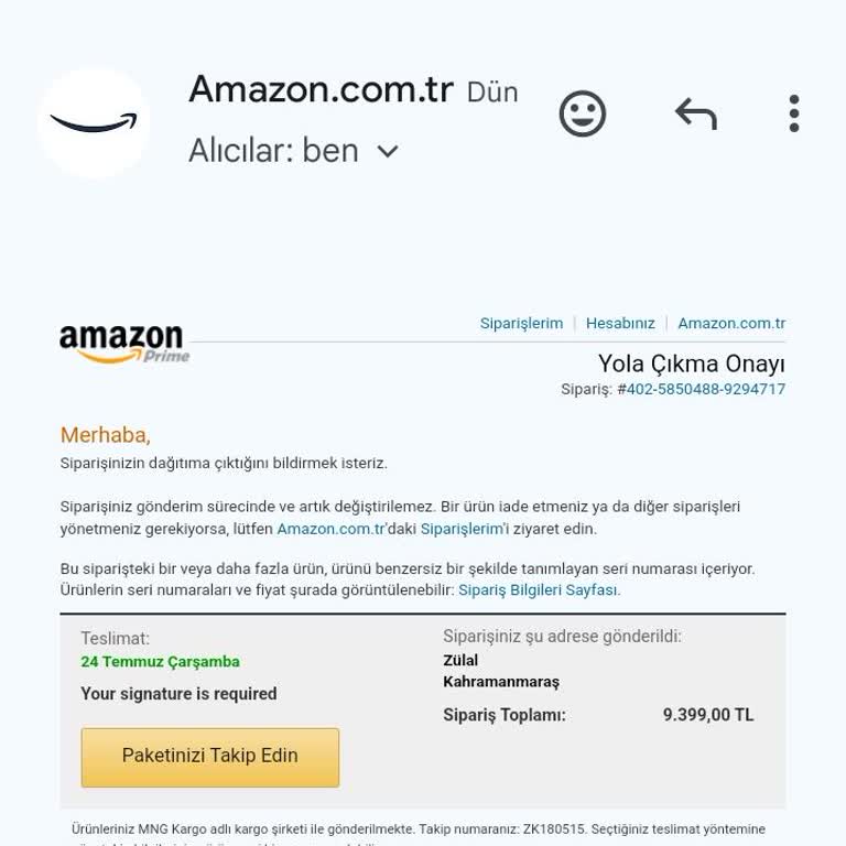 Amazon Mağaza Ürün Kargoda Diyor, MNG Kargo Sipariş No Hatalı Diyor.