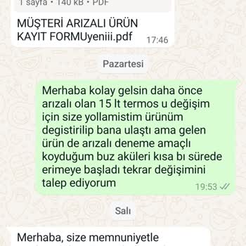 Kutupayısı Arızalı Termos Tekrar Gönderildi