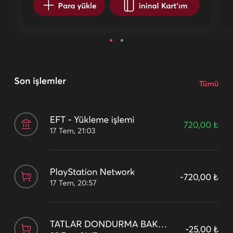 İninal Kart Play Station Harcamam Ödenip Sonra EFT İle Geri Yollandı Ama Para Yok!