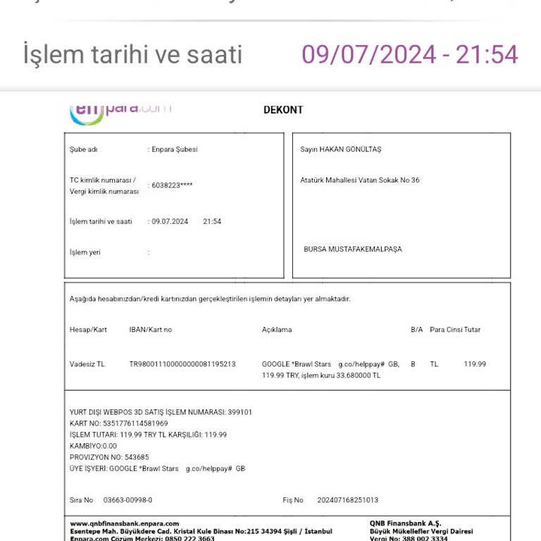 Enpara İzinsiz Para Çekim İşlemi