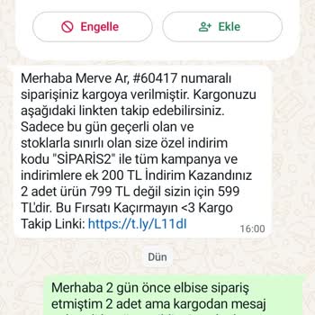 Maliav Butik (instagram: maliavdesign) Siparişimle İlgili İletişim Sorunları