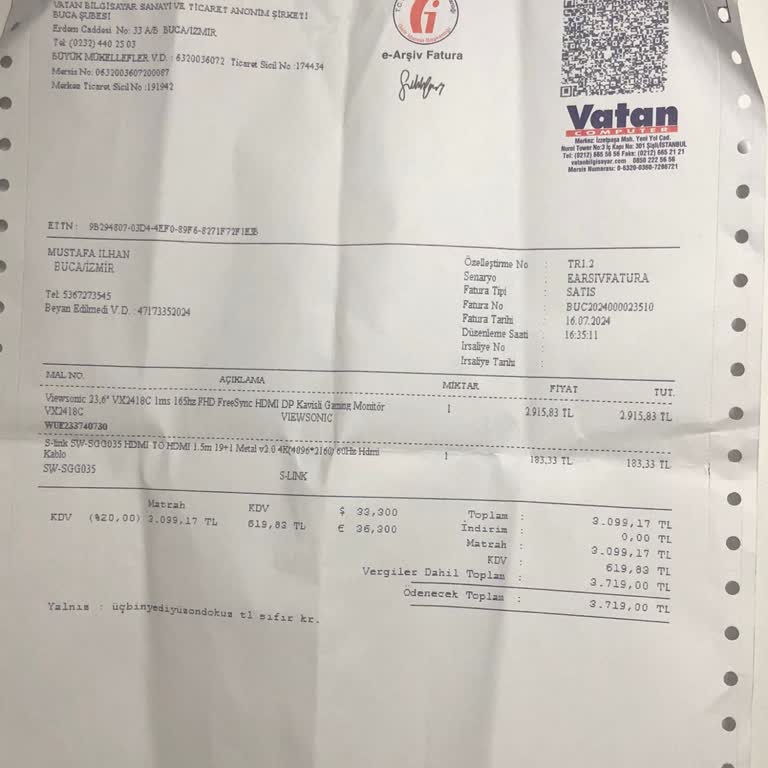 Vatan Bilgisayar Mağaza Satışında Değişim Yapmıyor.