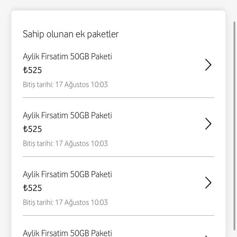Vodafone Ek Paket Sorunu